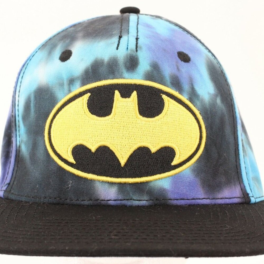 DC Comics Black Yellow Purple Tie Dye Multi Adjustable 100% Ball Cap